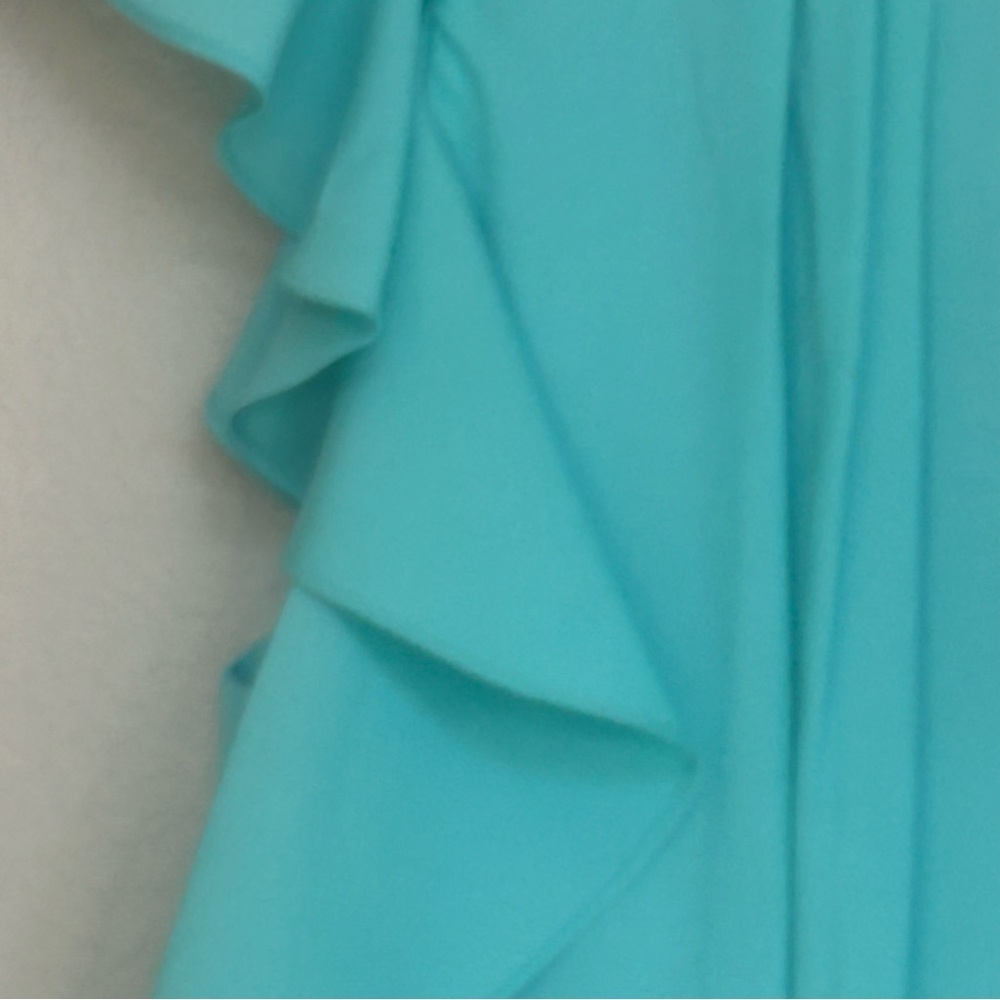 NWT Shoshanna Aqua Blue Green Dress Women’s 0 Sheath‎ A-Line Ruffle Pleated - Picture 4 of 10